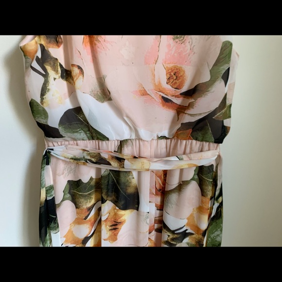 SANGRIA V-NECK CHIFFON FLORAL MAXI SLEEVELESS DRESS HI LOW - Picture 11 of 15